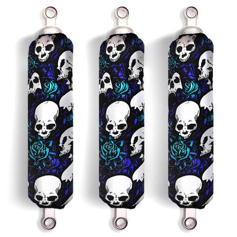 Blue Skull Shock Protector Covers Kawasaki KFX 450 R KFX 700 (Set of 3) NEW