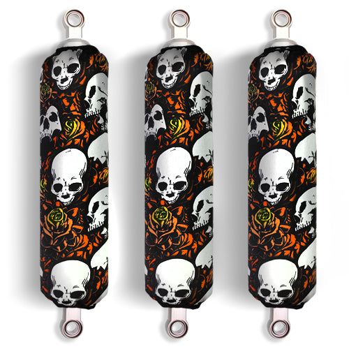 Orange Skull Shock Protector Covers Kawasaki KFX 450 R KFX 700
